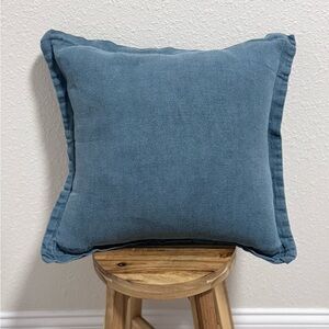 BED THREADS Petrol Blue French Flax Linen Cushion Cover 19” Square Teal Boho